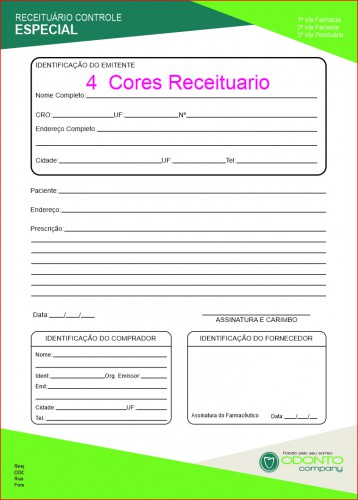 Receituario Especial Antibiotico A-5 - Bloco 50x2 vias -4x0 Cores Papel Copiativo (carbonado) 56gr  